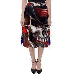 Confederate Flag Usa America United States Csa Civil War Rebel Dixie Military Poster Skull Classic Midi Skirt by Sapixe