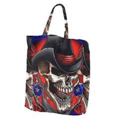 Confederate Flag Usa America United States Csa Civil War Rebel Dixie Military Poster Skull Giant Grocery Tote by Sapixe