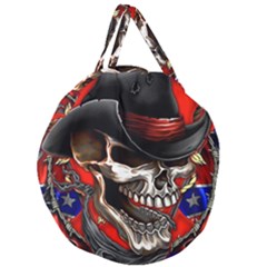 Confederate Flag Usa America United States Csa Civil War Rebel Dixie Military Poster Skull Giant Round Zipper Tote by Sapixe