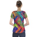 Abstract Colored Grunge Pattern Short Sleeve Front Detail Top View2