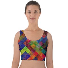 Abstract Colored Grunge Pattern Velvet Crop Top by fashionpod