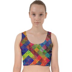 Abstract Colored Grunge Pattern Velvet Racer Back Crop Top by fashionpod