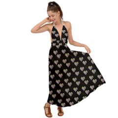 Patchwork Heart Black Backless Maxi Beach Dress by snowwhitegirl