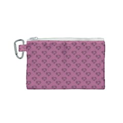 Heart Face Mauve Canvas Cosmetic Bag (small) by snowwhitegirl