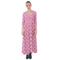 Heart Face Pink Button Up Maxi Dress by snowwhitegirl