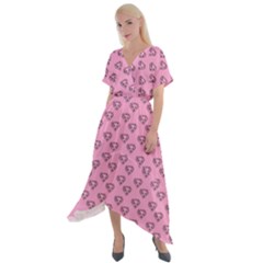 Heart Face Pink Cross Front Sharkbite Hem Maxi Dress by snowwhitegirl