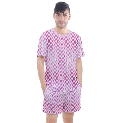 Chevrons Abstrait Rose Men s Mesh Tee And Shorts Set by kcreatif