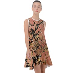 Floral Grungy Style Artwork Frill Swing Dress by dflcprintsclothing