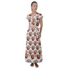 Orange Basketballs Flutter Sleeve Maxi Dress by mccallacoulturesports