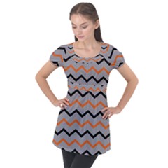 Basketball Thin Chevron Puff Sleeve Tunic Top by mccallacoulturesports