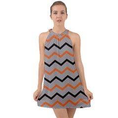 Basketball Thin Chevron Halter Tie Back Chiffon Dress by mccallacoulturesports