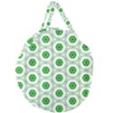 White Green Shapes Giant Round Zipper Tote View2