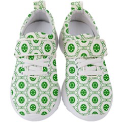 White Green Shapes Kids  Velcro Strap Shoes by Mariart