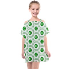 White Green Shapes Kids  One Piece Chiffon Dress by Mariart