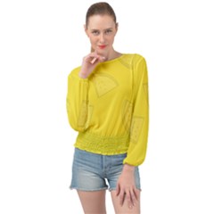 Yellow Pineapple Background Banded Bottom Chiffon Top by HermanTelo