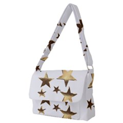 Stars Faux Gold Elegant Starry Festive Christmas Pattern Full Print Messenger Bag (m) by yoursparklingshop