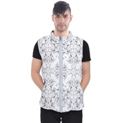 Black And White Decorative Ornate Pattern Men s Puffer Vest by dflcprintsclothing