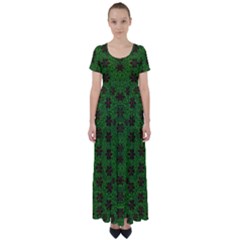 Rose Stars So Beautiful On Green High Waist Short Sleeve Maxi Dress by pepitasart