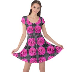 Roses Fleurs Abstrait Cap Sleeve Dress by kcreatif