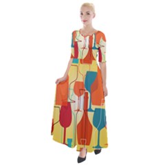 I Love Wine Half Sleeves Maxi Dress by designsbymallika