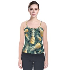 Pattern Ananas Tropical Velvet Spaghetti Strap Top by kcreatif