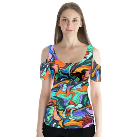 Ab 132 Butterfly Sleeve Cutout Tee  by ArtworkByPatrick