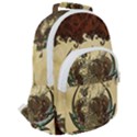 Wonderful Deer With Leaves And Hearts Rounded Multi Pocket Backpack View2