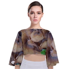 Close Up Mushroom Abstract Tie Back Butterfly Sleeve Chiffon Top by Fractalsandkaleidoscopes