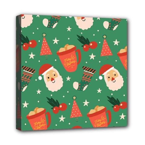 Colorful Funny Christmas Pattern Mini Canvas 8  X 8  (stretched) by Vaneshart