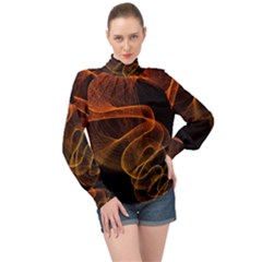 Circle Fractals Pattern High Neck Long Sleeve Chiffon Top by HermanTelo