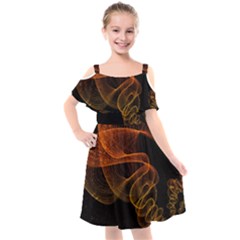 Circle Fractals Pattern Kids  Cut Out Shoulders Chiffon Dress by HermanTelo