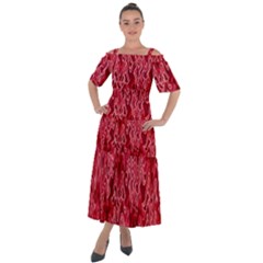 Background Abstract Surface Red Shoulder Straps Boho Maxi Dress  by HermanTelo