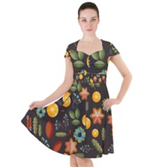 Christmas Seamless Pattern Cap Sleeve Midi Dress by Vaneshart