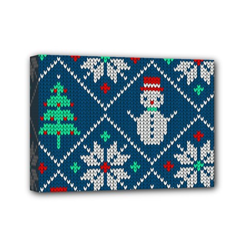 Knitted Christmas Pattern Mini Canvas 7  X 5  (stretched) by Vaneshart