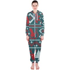 Beautiful Knitted Christmas Pattern Hooded Jumpsuit (ladies)  by Vaneshart