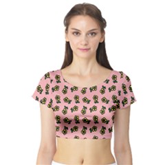 Daisy Pink Short Sleeve Crop Top by snowwhitegirl