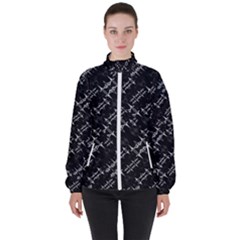 Black And White Ethnic Geometric Pattern Women s High Neck Windbreaker by dflcprintsclothing