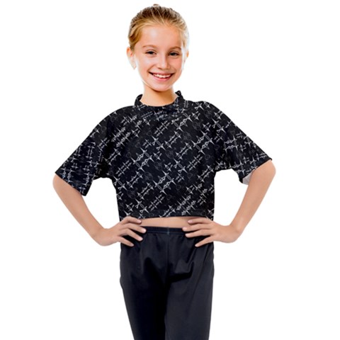 Black And White Ethnic Geometric Pattern Kids Mock Neck Tee by dflcprintsclothing