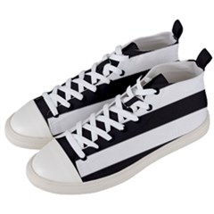 Black And White Large Stripes Goth Mime French Style Men s Mid-top Canvas Sneakers by genx