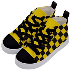 Checkerboard Pattern Black And Yellow Ancap Libertarian Kids  Mid-top Canvas Sneakers by snek