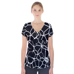 Neurons Braid Network Wattle Yarn Short Sleeve Front Detail Top by HermanTelo