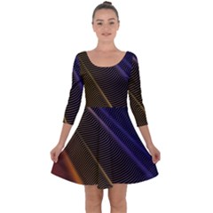 Rainbow Waves Mesh Colorful 3d Quarter Sleeve Skater Dress by HermanTelo