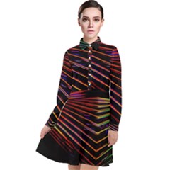 Abstract Neon Background Light Long Sleeve Chiffon Shirt Dress by HermanTelo