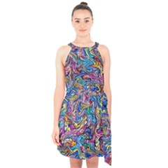 Ab 142 Halter Collar Waist Tie Chiffon Dress by ArtworkByPatrick
