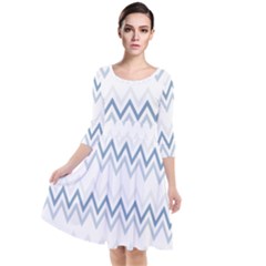 Chevrons Bleus/blanc Quarter Sleeve Waist Band Dress by kcreatif