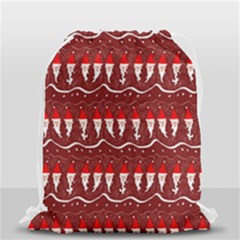 Bearded Santa Pattern Drawstring Bag (small) by bloomingvinedesign