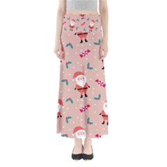 Cute Christmas Santa Seamless Pattern Full Length Maxi Skirt by Vaneshart