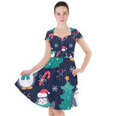 Colorful Funny Christmas Pattern Cap Sleeve Midi Dress by Vaneshart