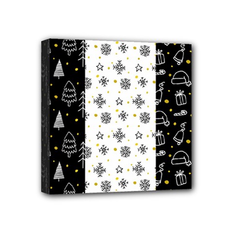 Black Golden Christmas Pattern Collection Mini Canvas 4  X 4  (stretched) by Vaneshart