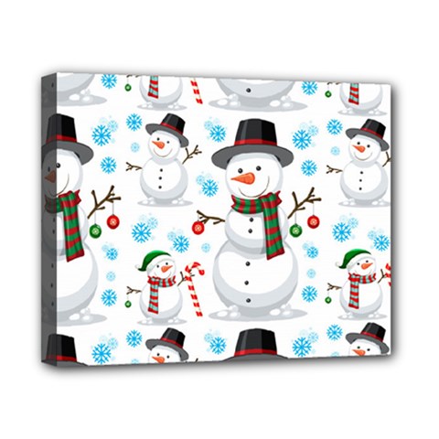 Christmas Snowman Seamless Pattern Canvas 10  X 8  (stretched) by Vaneshart